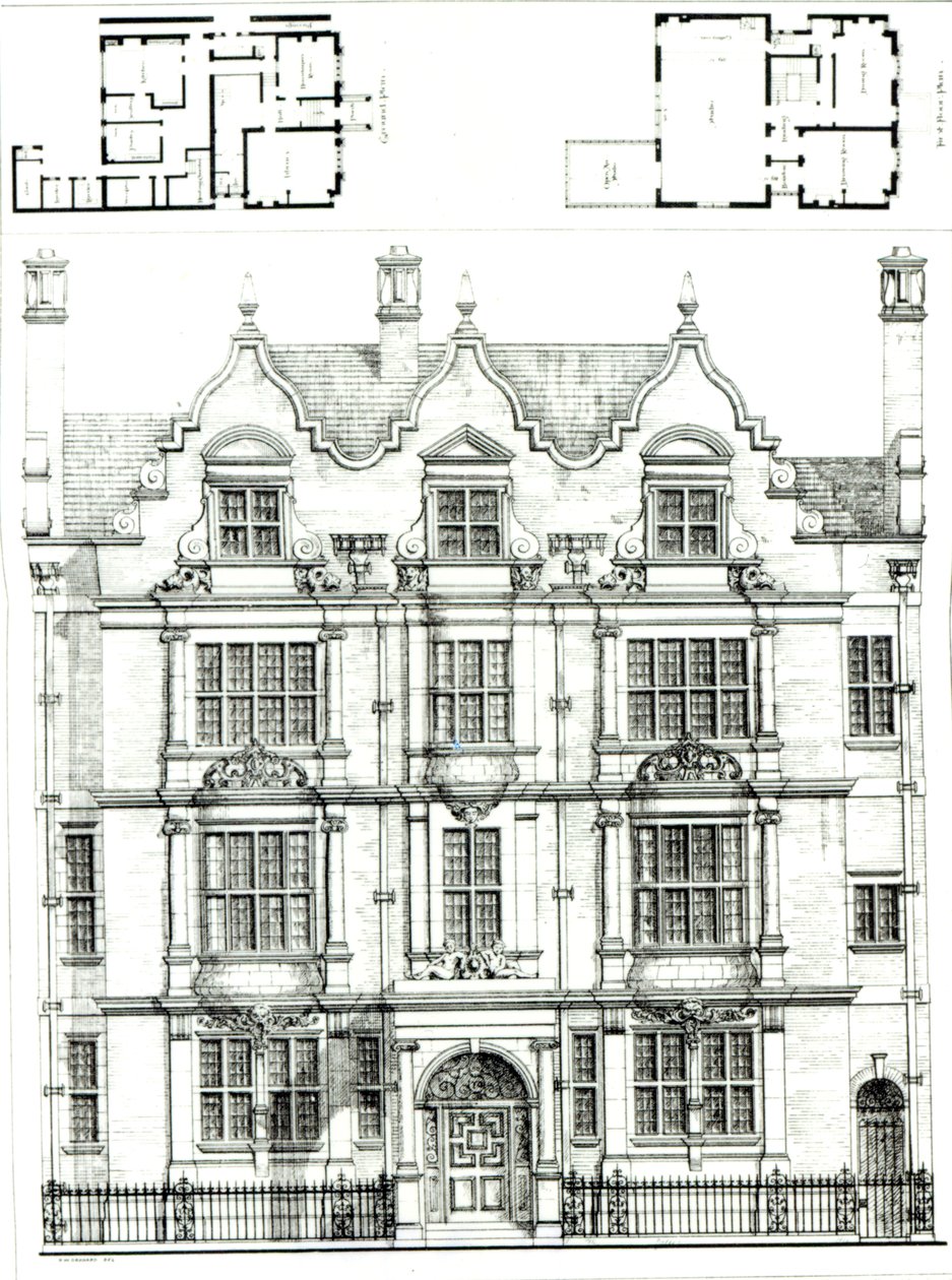 رقم 70 Ennismore Gardens ، جنوب كنسينغتون ، من أخبار البناء ، 23 يوليو 1886 بواسطة مدرسة اللغة الإنجليزية