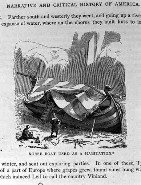 يستخدم القارب النرويجي كسكن ، من السرد والتاريخ النقدي لأمريكا ، حانة. عام 1889 بواسطة مدرسة اللغة الإنجليزية