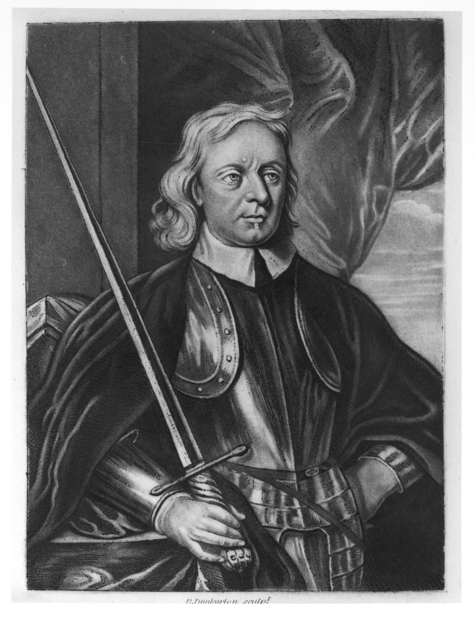 أوليفر كرومويل (1599-1658) التوضيح من "صور الشخصيات اللامعة في التاريخ البريطاني" ، نقشها ريتشارد دونكارتون (1744-ج 1817) (mezzotint) بواسطة مدرسة اللغة الإنجليزية