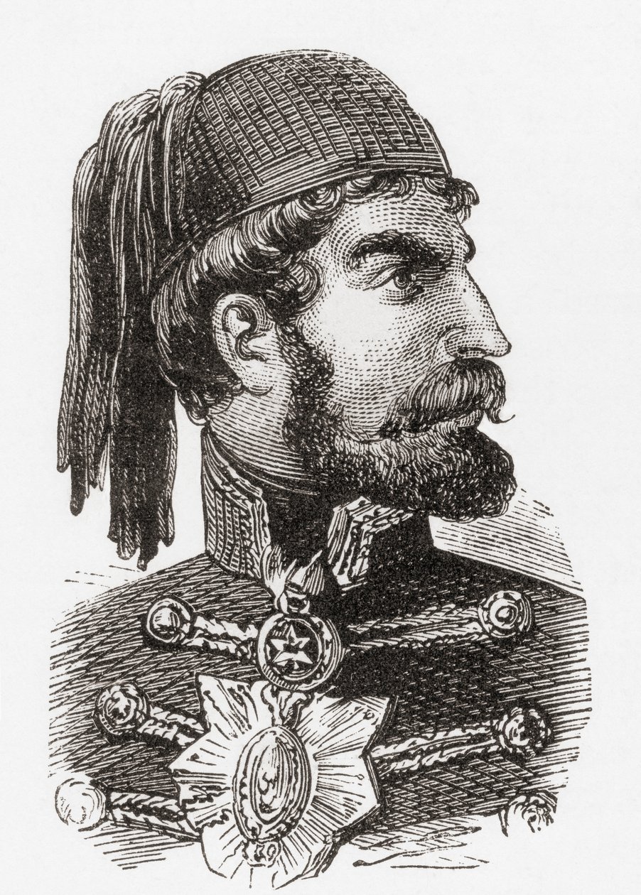 عمر باشا لاتاس، من تاريخ العالم المصور لورد ولوك المصور للعالم، طُبع عام 1882 بواسطة مدرسة اللغة الإنجليزية