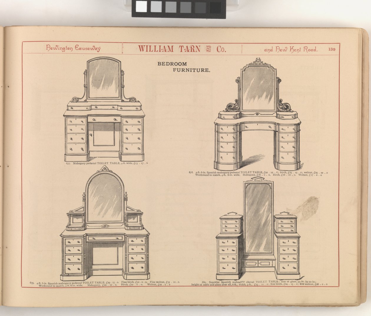 صفحة من الكتالوج المصور لشركة William Tarn and Co.: مع أسعار الأثاث والمفروشات وما إلى ذلك ، حوالي 1890-1900 (ليثو) بواسطة مدرسة اللغة الإنجليزية