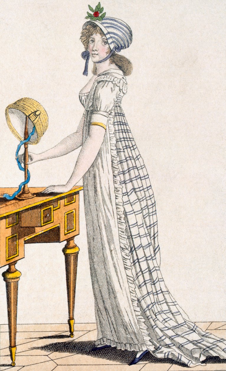 فستان باريس ، من مجلة Ladys ، 1802 بواسطة مدرسة اللغة الإنجليزية
