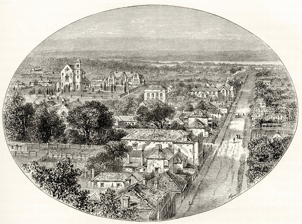 بيرث ، أستراليا الغربية ، c.1880 ، من "الصور الأسترالية" بقلم هوارد ويلوبي ، نشرتها جمعية المسالك الدينية ، لندن ، 1886 بواسطة مدرسة اللغة الإنجليزية