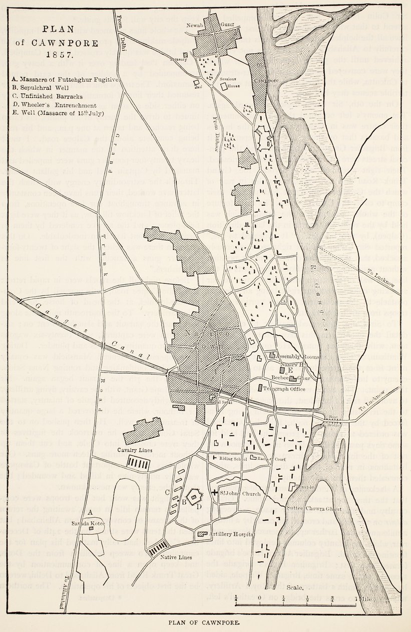 خطة كاونبور 1857 ، من Cassells Illustrated History of England بواسطة مدرسة اللغة الإنجليزية