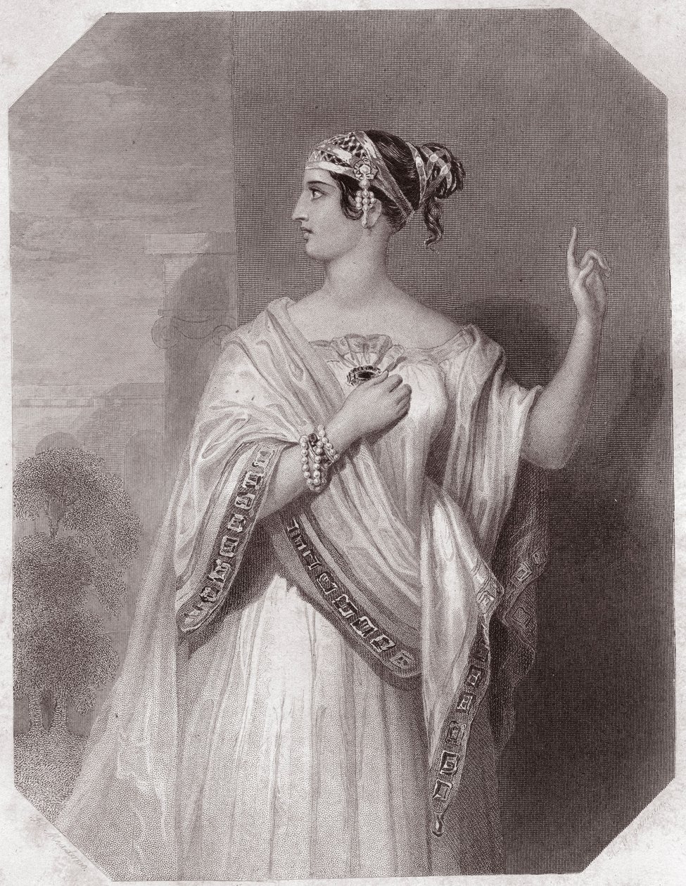 بورسيا زوجة بروتوس (زوجة بورتيا بروتوس) (جول سيزار - مأساة يوليوس قيصر) في - "" Galerie des femmes de Shakespeare ، مجموعة من خمسة وأربعين صورة جادة لفناني لندن الأوائل ، غنية بالإشعارات النقدية والأدبية " "" يا سيدي بواسطة مدرسة اللغة الإنجليزية
