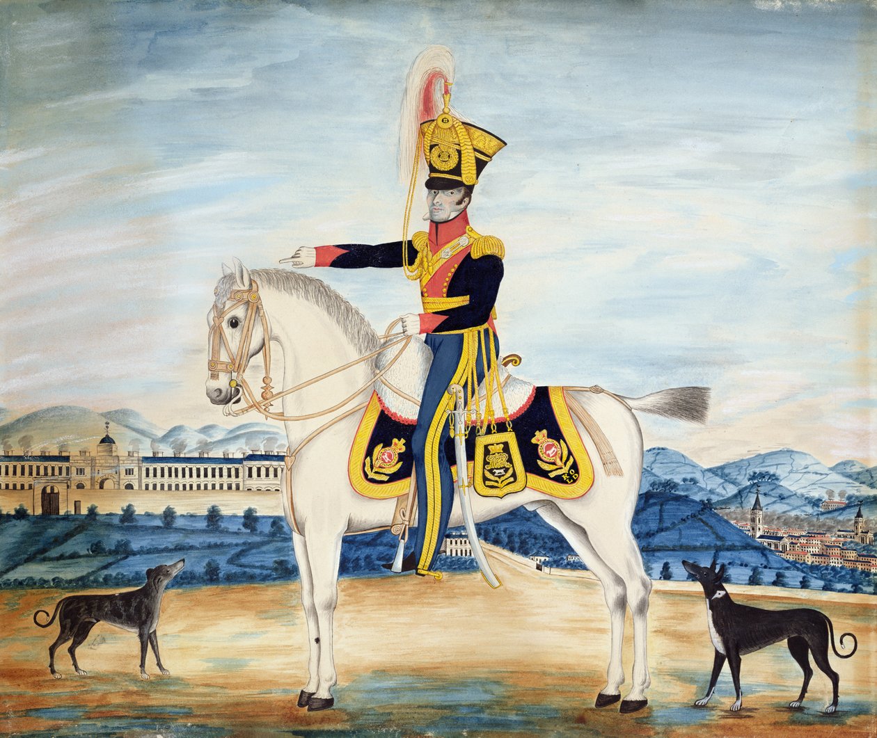 صورة للكابتن ويليام مانفول في فستان عسكري كامل ، 1822 (مرحاض ، غواش وقلم رصاص على ورق) بواسطة مدرسة اللغة الإنجليزية