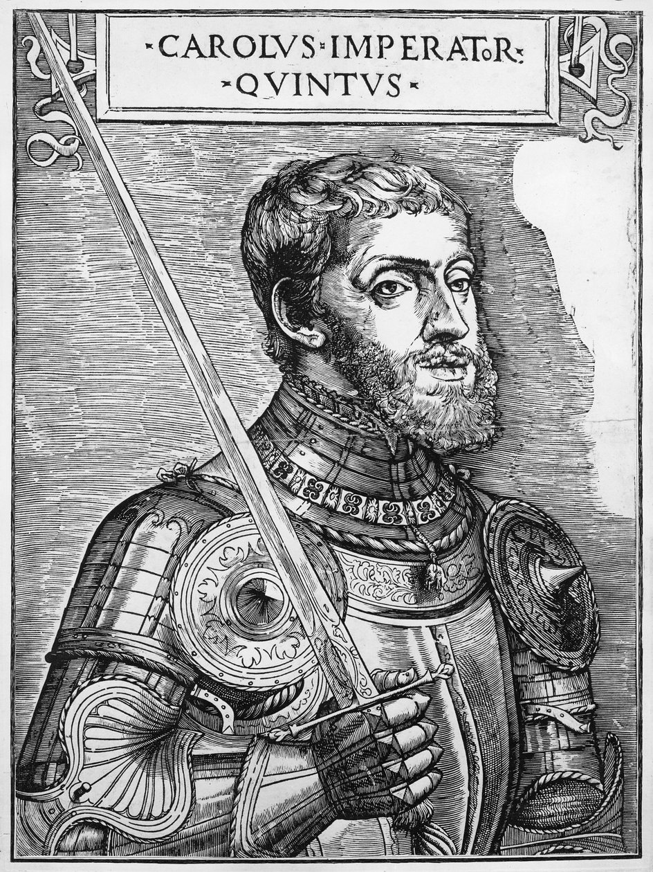 صورة تشارلز الخامس (1500-58) ، الإمبراطور الروماني المقدس بواسطة مدرسة اللغة الإنجليزية