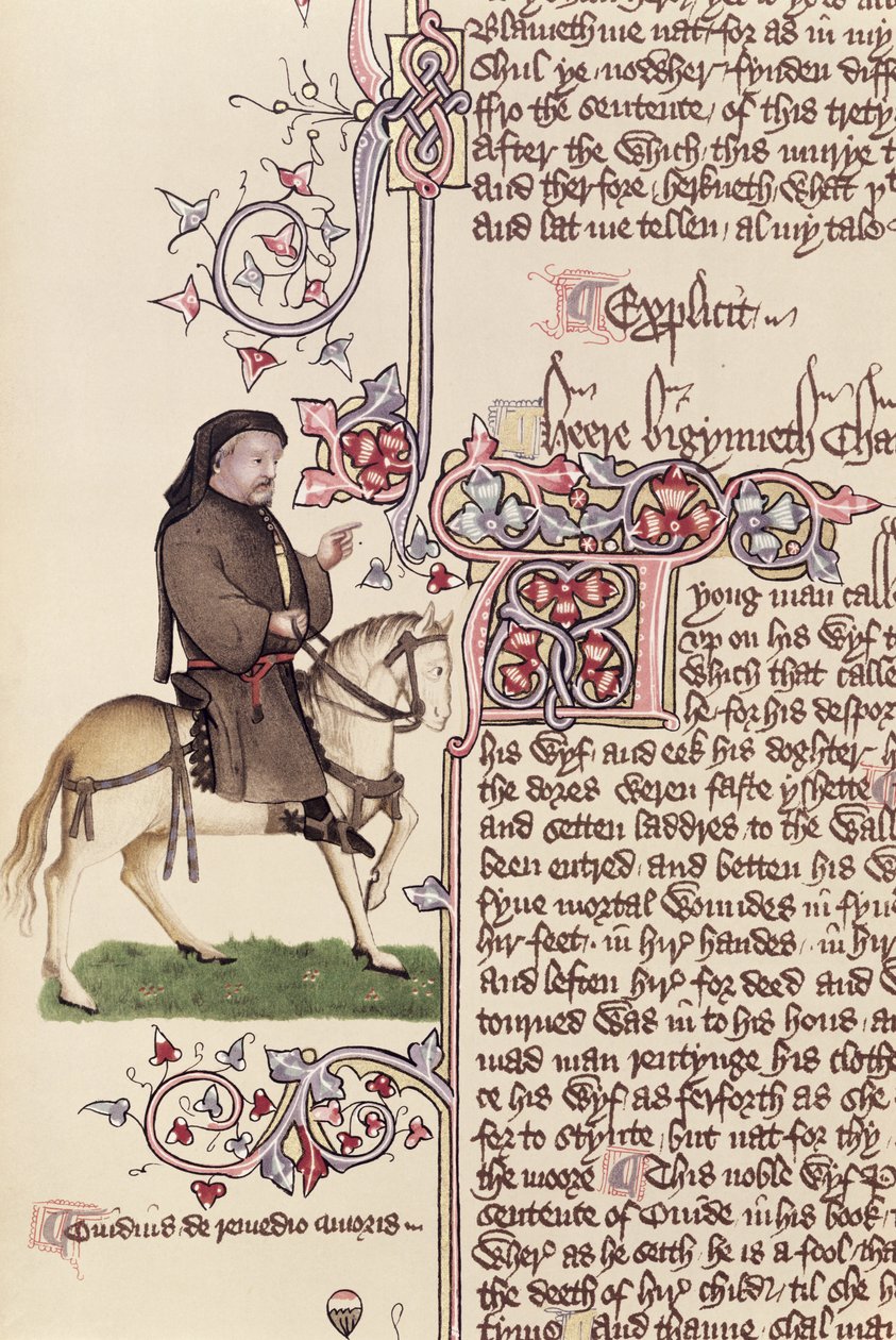 صورة لجيوفري تشوسر (c.1342-1400) فاكس من حكايات كانتربري بقلم جيفري تشوسر (c.1342-1400) بواسطة مدرسة اللغة الإنجليزية