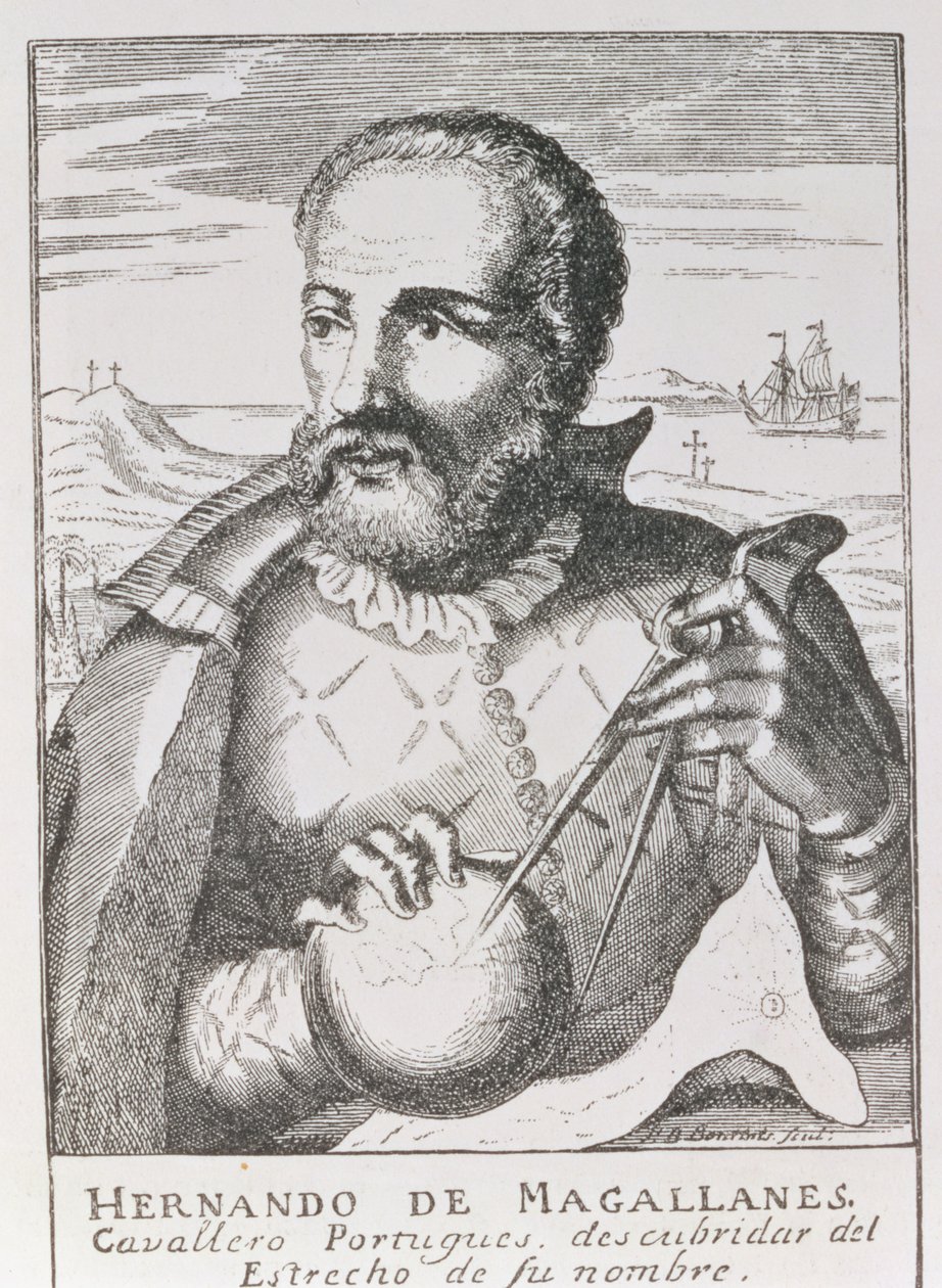 صورة لهيرناندو دي ماغالانيس (c.1480-1521) من "السرد والتاريخ النقدي لأمريكا" ، حرره جوسين وينسور ، لندن ، 1886 بواسطة مدرسة اللغة الإنجليزية