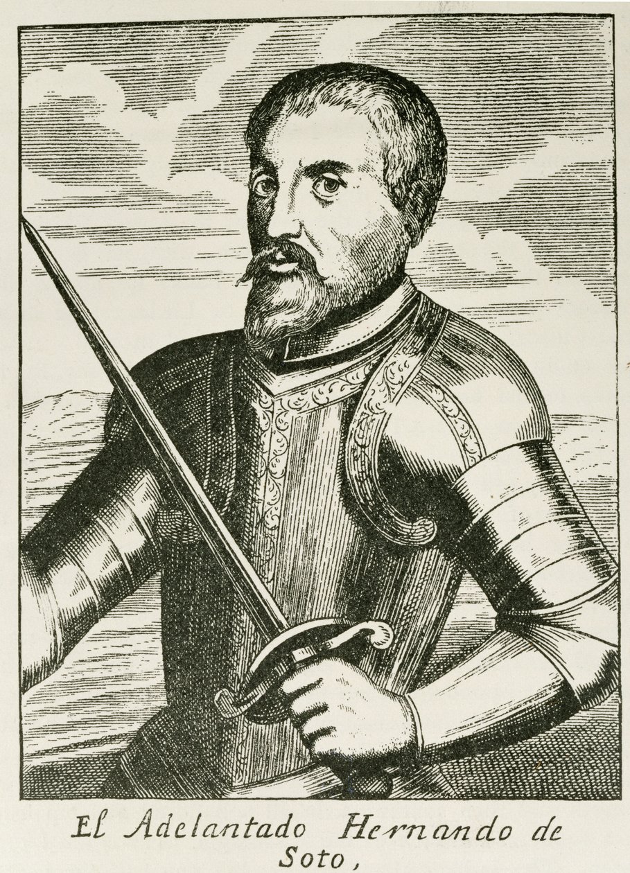 صورة لهيرناندو دي سوتو (c.1496-1542) من "السرد والتاريخ النقدي لأمريكا" ، حرره جاستن وينسور ، لندن ، 1886 بواسطة مدرسة اللغة الإنجليزية