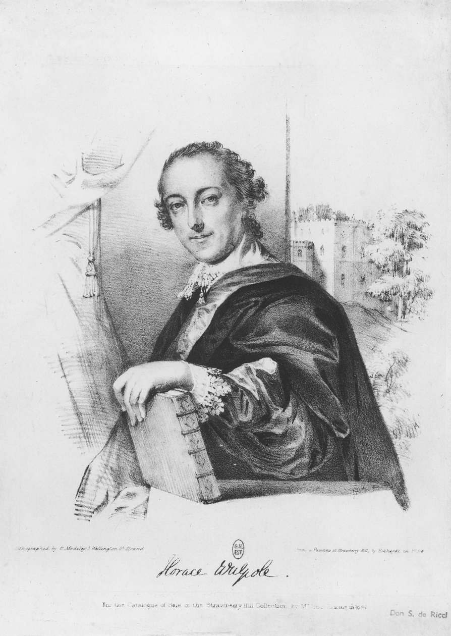 صورة لهوراس والبول (1717-97) كونت أورفورد ، منقوش بقلم جي ماديلي ، 1754 (نقش) (صور من وزن الجسم) بواسطة مدرسة اللغة الإنجليزية