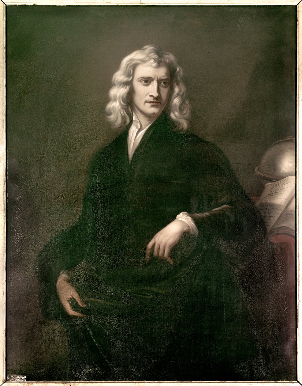 صورة للفيلسوف وعالم الرياضيات إسحاق نيوتن (1642-1727). لوحة إنجليزية مجهولة بواسطة مدرسة اللغة الإنجليزية