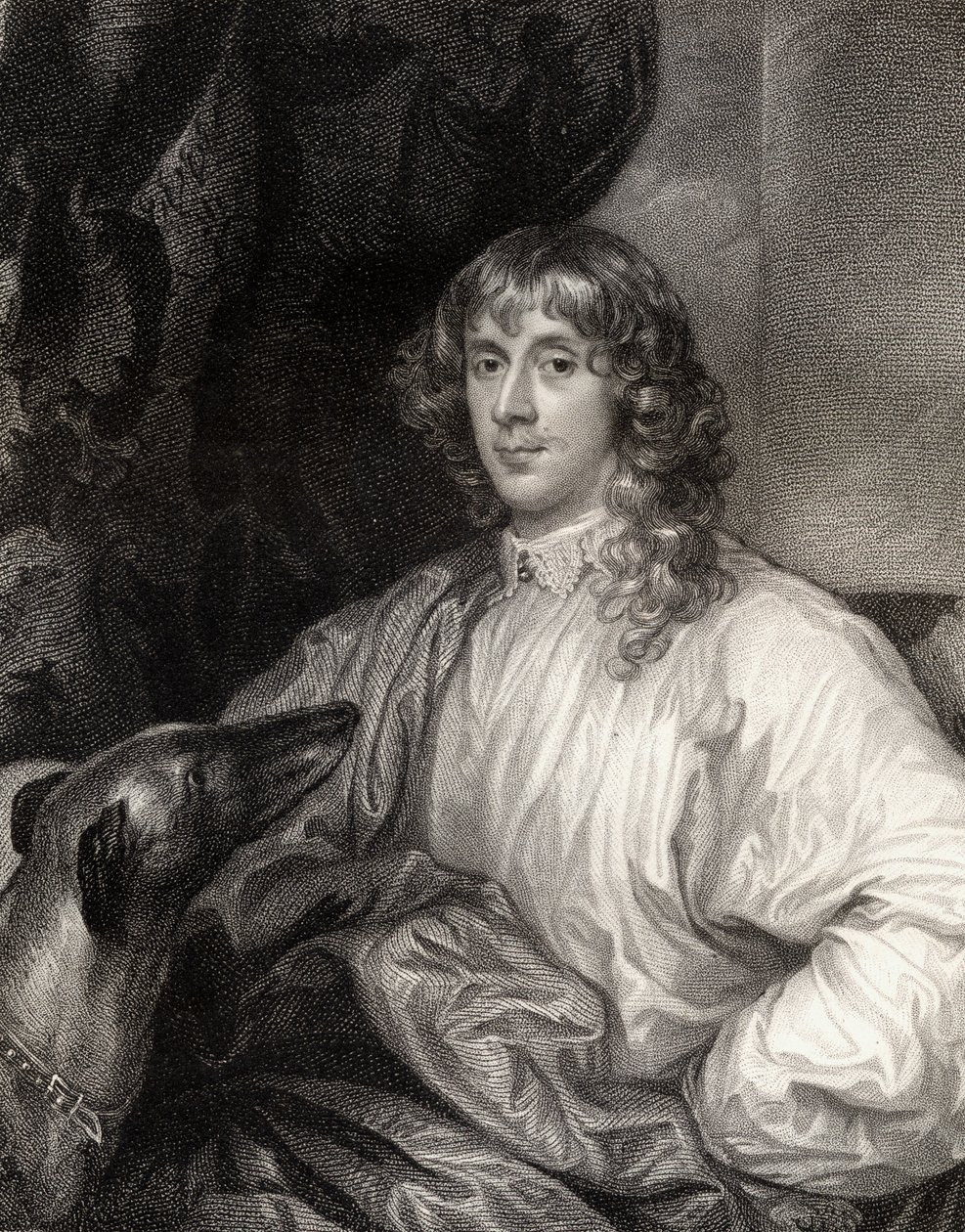 صورة لجيمس ستيوارت (1612-55) دوق ريتشموند الأول ، من نزل بورتريتس البريطانية ، 1823 بواسطة مدرسة اللغة الإنجليزية