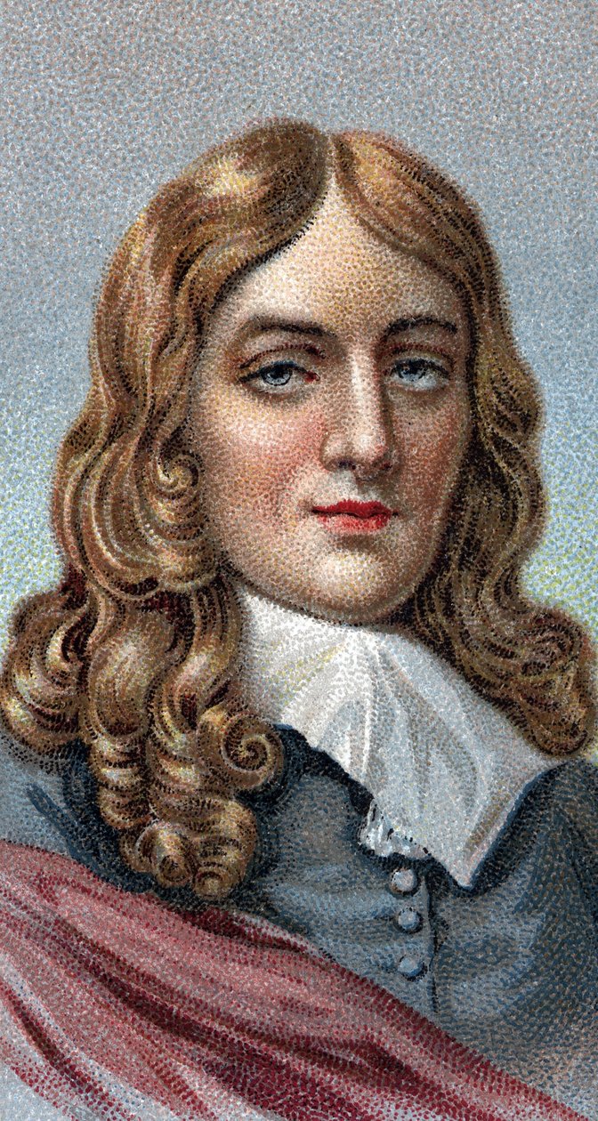 صورة جون ميلتون (1608-1674) - من سلسلة "قادة الرجال" - الطباعة الحجرية الملونة - المدرسة الإنجليزية ، القرن العشرين - بواسطة مدرسة اللغة الإنجليزية