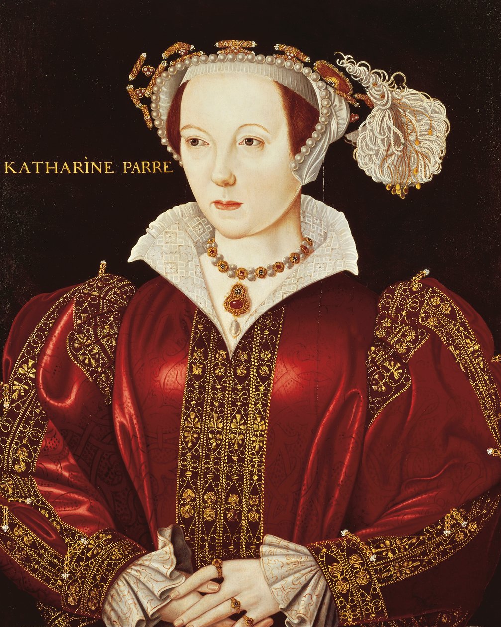 Portrait of Katherine Parr, c.1545 (oil on panel) بواسطة مدرسة اللغة الإنجليزية