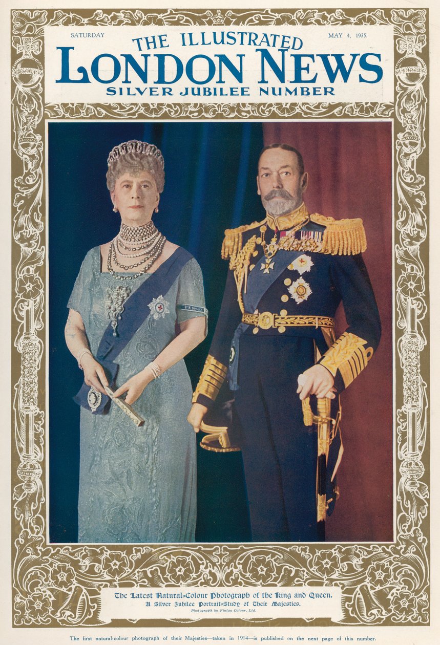صورة للملك جورج الخامس (1865-1936) والملكة ماري (1867-1953) من أخبار لندن المصورة ، 4 مايو 1935 بواسطة مدرسة اللغة الإنجليزية