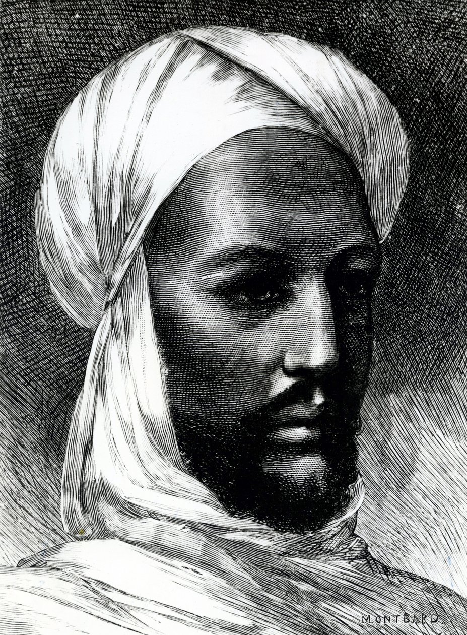 صورة لمحمد أحمد (1844-1885) ، المعروف بالمهدي ، زعيم الدراويش في الحرب ضد البريطانيين عام 1884 ، الحروب الاستعمارية ، السودان بواسطة مدرسة اللغة الإنجليزية