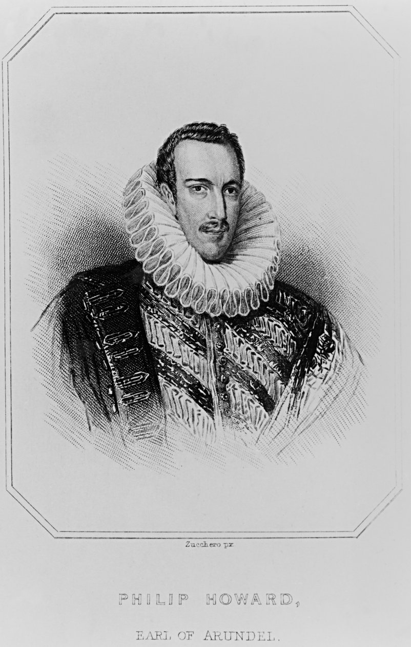بورتريه فيليب هوارد (1557-95) إيرل أروندل الثالث عشر ، من "الصور البريطانية للصور" ، 1823 بواسطة مدرسة اللغة الإنجليزية