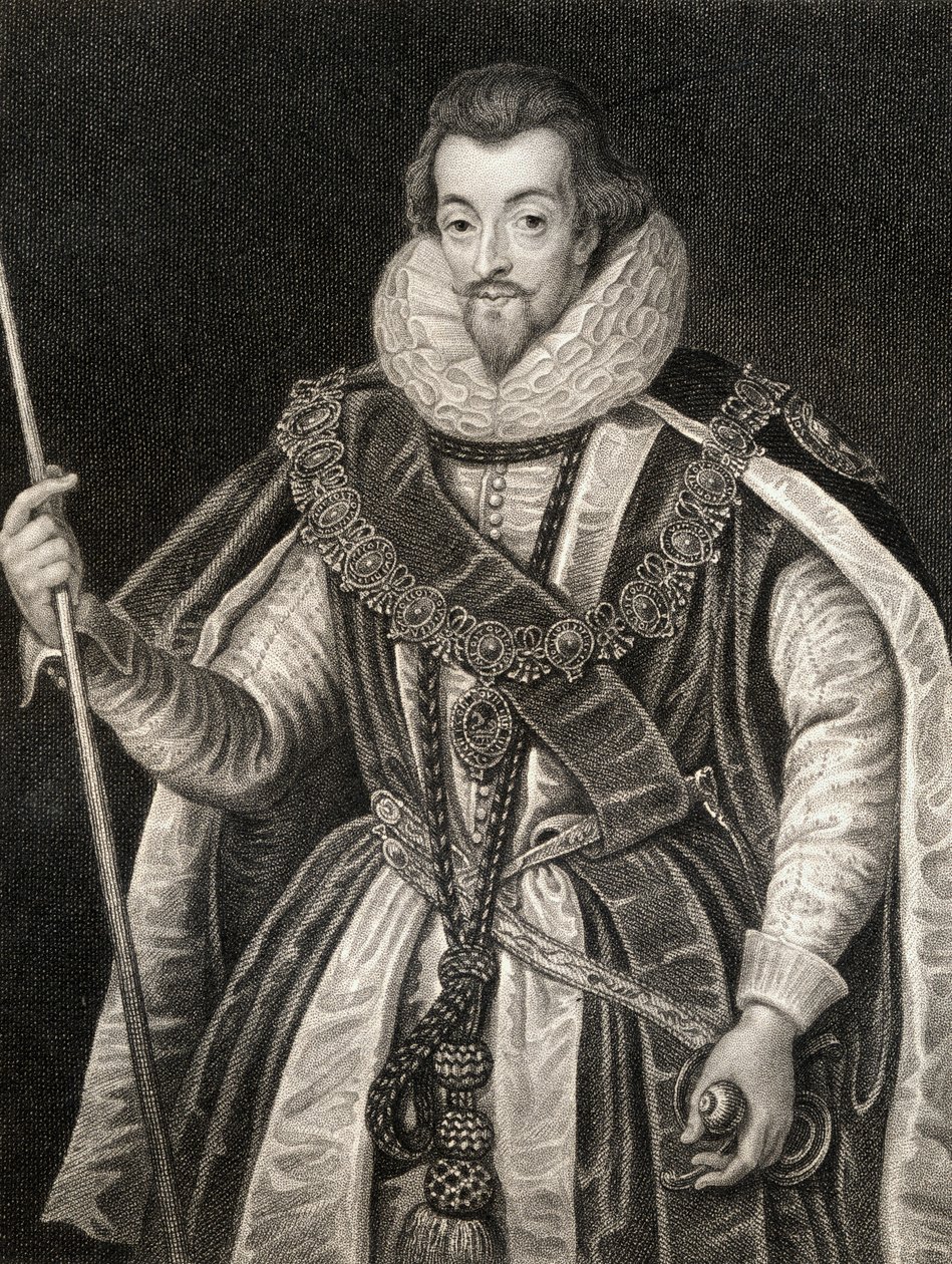 صورة لروبرت سيسيل ، إيرل ساليسبري الأول (1563-1612) ، من نزل بورتريتس البريطانية ، 1823 بواسطة مدرسة اللغة الإنجليزية