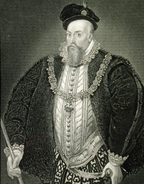 صورة لروبرت دادلي (1532-88) إيرل ليستر الأول ، من "لوحات لودج البريطانية" بواسطة مدرسة اللغة الإنجليزية