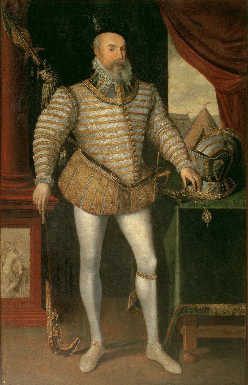 صورة لروبرت دادلي ، إيرل ليستر (c.1532-88) ، 1585 بواسطة مدرسة اللغة الإنجليزية