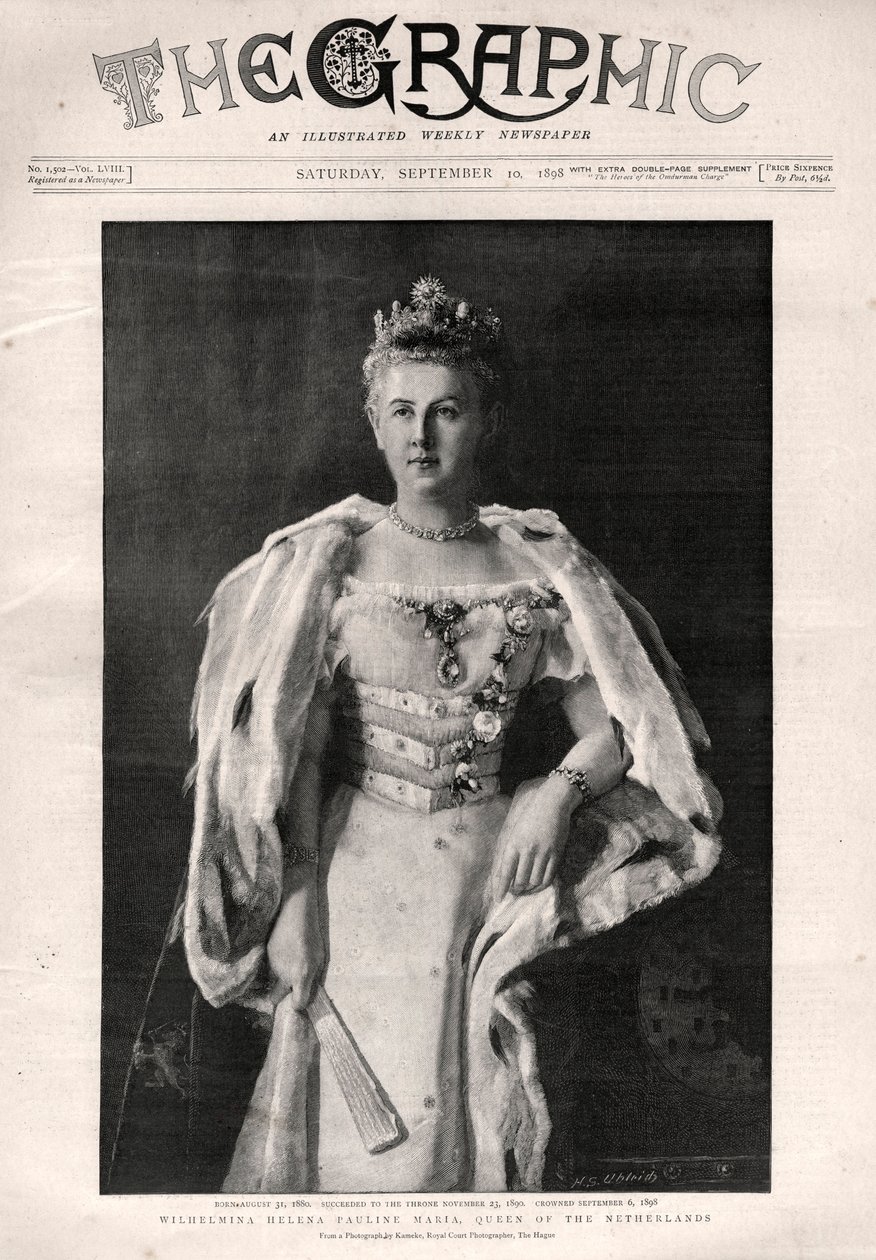 صورة فيلهلمينا من هولندا (1880-1962) ، ملكة هولندا - الصفحة الأولى من صحيفة "The Graphic" بواسطة مدرسة اللغة الإنجليزية