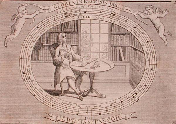 صورة لوليام تنصور (1706-83) في مكتبته (نقش) بواسطة مدرسة اللغة الإنجليزية