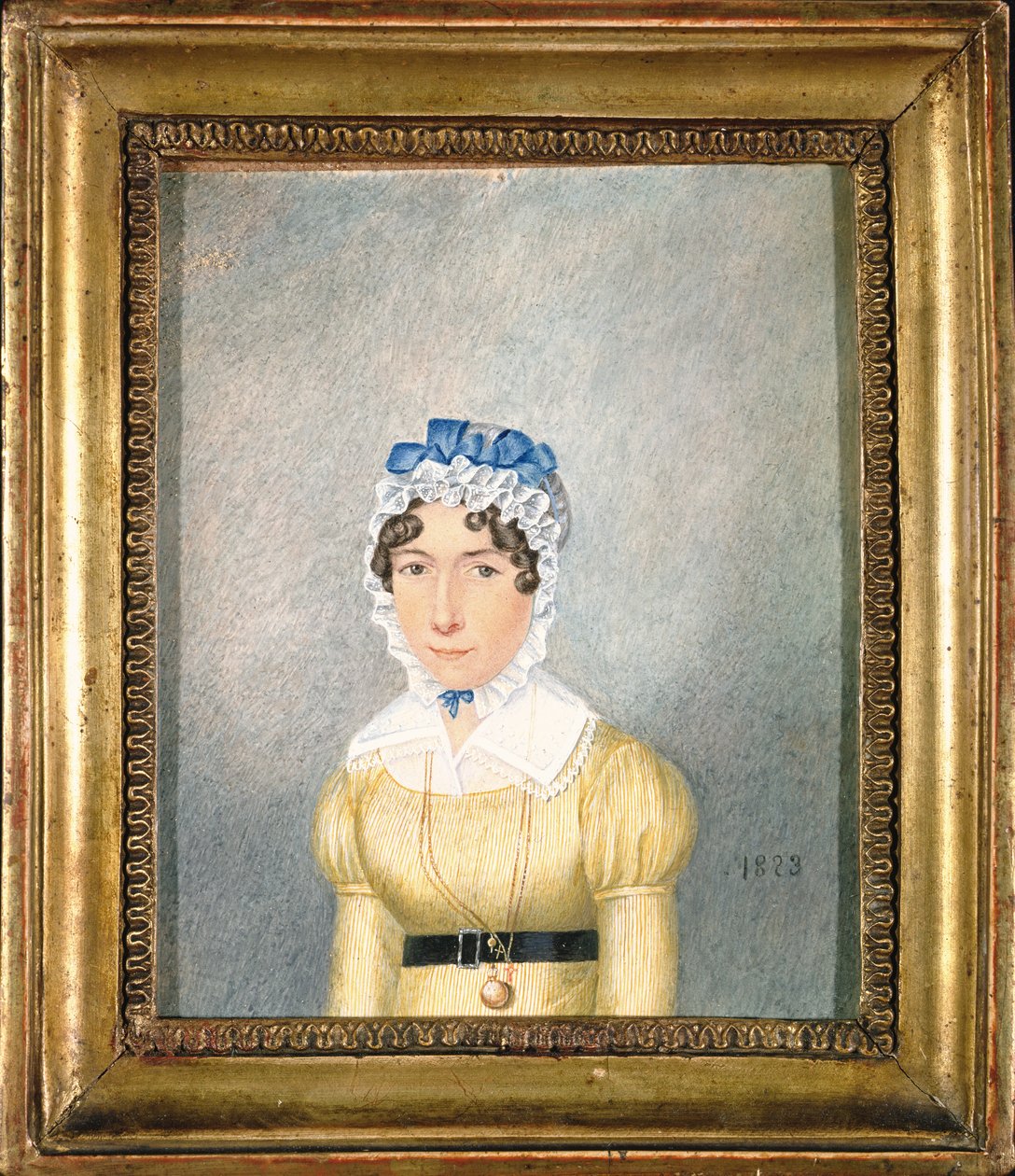 صورة لسيدة بقفل ذهبي ، 1823 (غواش ومرحاض على ورق) بواسطة مدرسة اللغة الإنجليزية