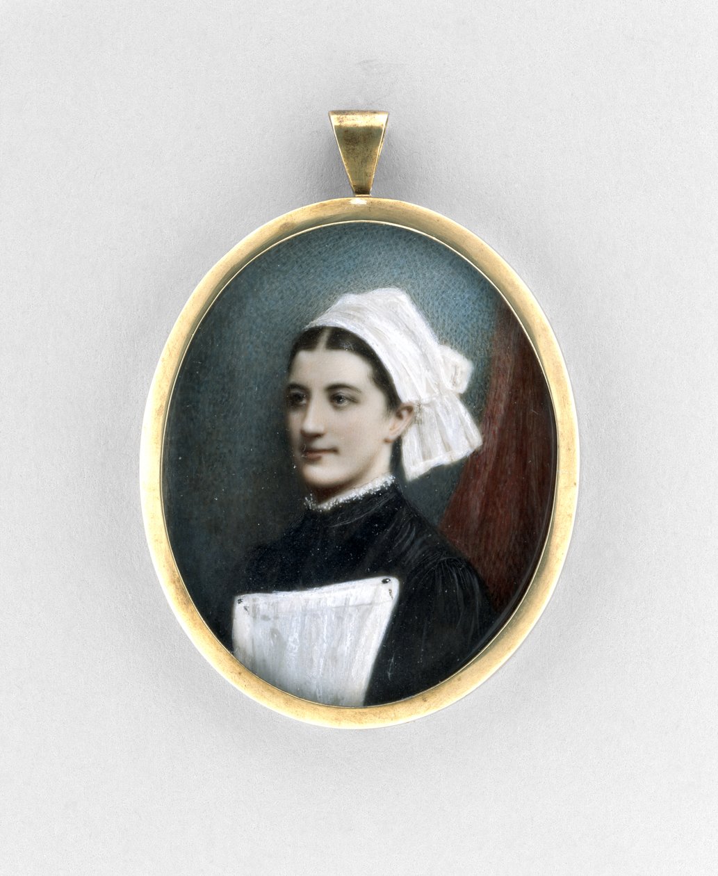 Portrait of a Nurse, c.1840 (watercolor on ivory, gilt & glass) بواسطة مدرسة اللغة الإنجليزية