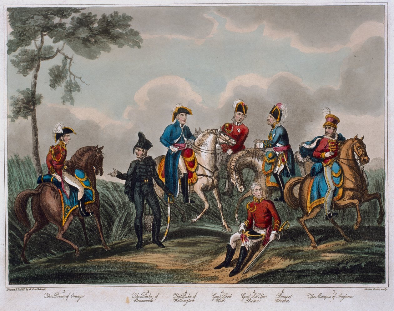 صور الضباط العامين ، من حساب تاريخي لمعركة واترلو ، نشرها م.كولبيرن ، 1817 (ألوان مائية) بواسطة مدرسة اللغة الإنجليزية