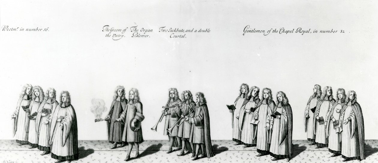 موكب تتويج جيمس الثاني ، 1687 بواسطة مدرسة اللغة الإنجليزية