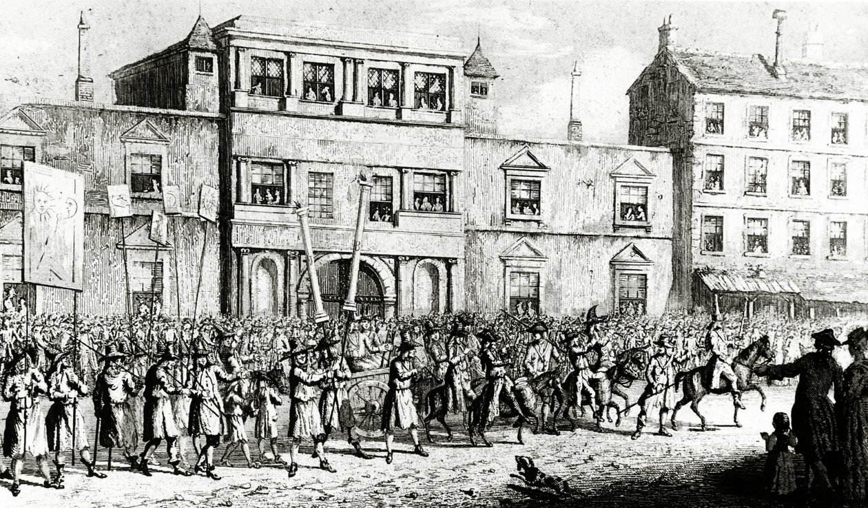 موكب 1741 في لندن يسخر من الماسونيين ، 1843 بواسطة مدرسة اللغة الإنجليزية