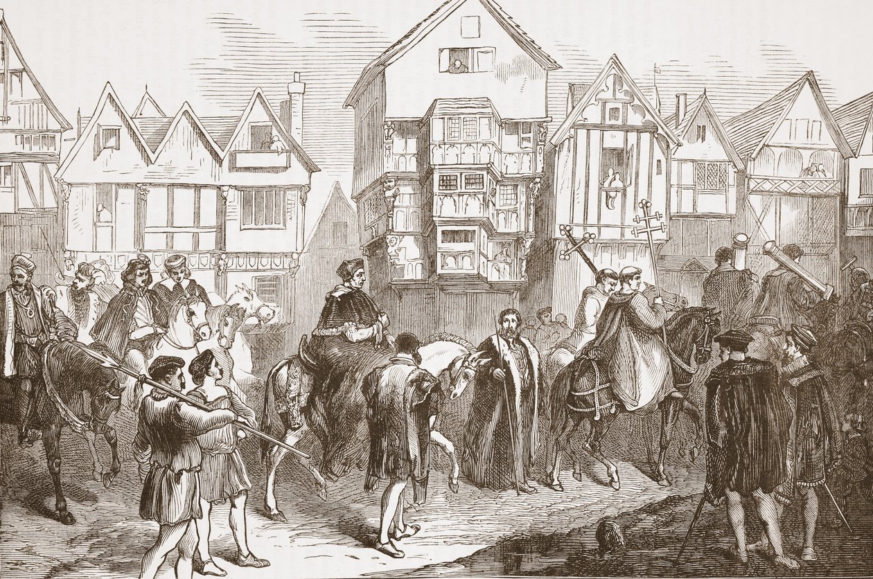 موكب Wolsey إلى Westminster Hall ، توضيح من تاريخ البروتستانتية بقلم جيمس Aitken Wylie (1808-1890) ، حانة. 1878 بواسطة مدرسة اللغة الإنجليزية