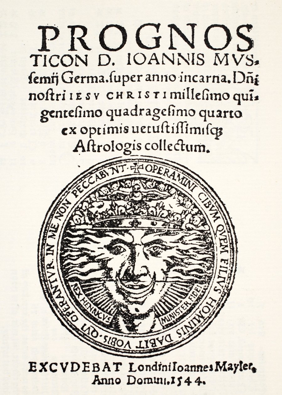 التكهن لعام 1544 ، بقلم جو. موسيميوس ، طبعه ج. مايلر ، 1544 بواسطة مدرسة اللغة الإنجليزية