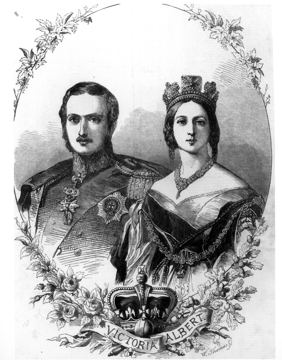 الملكة فيكتوريا (1819-1901) والأمير ألبرت (1819-61) منقوش بواسطة دبليو توماس ، 1844 بواسطة مدرسة اللغة الإنجليزية
