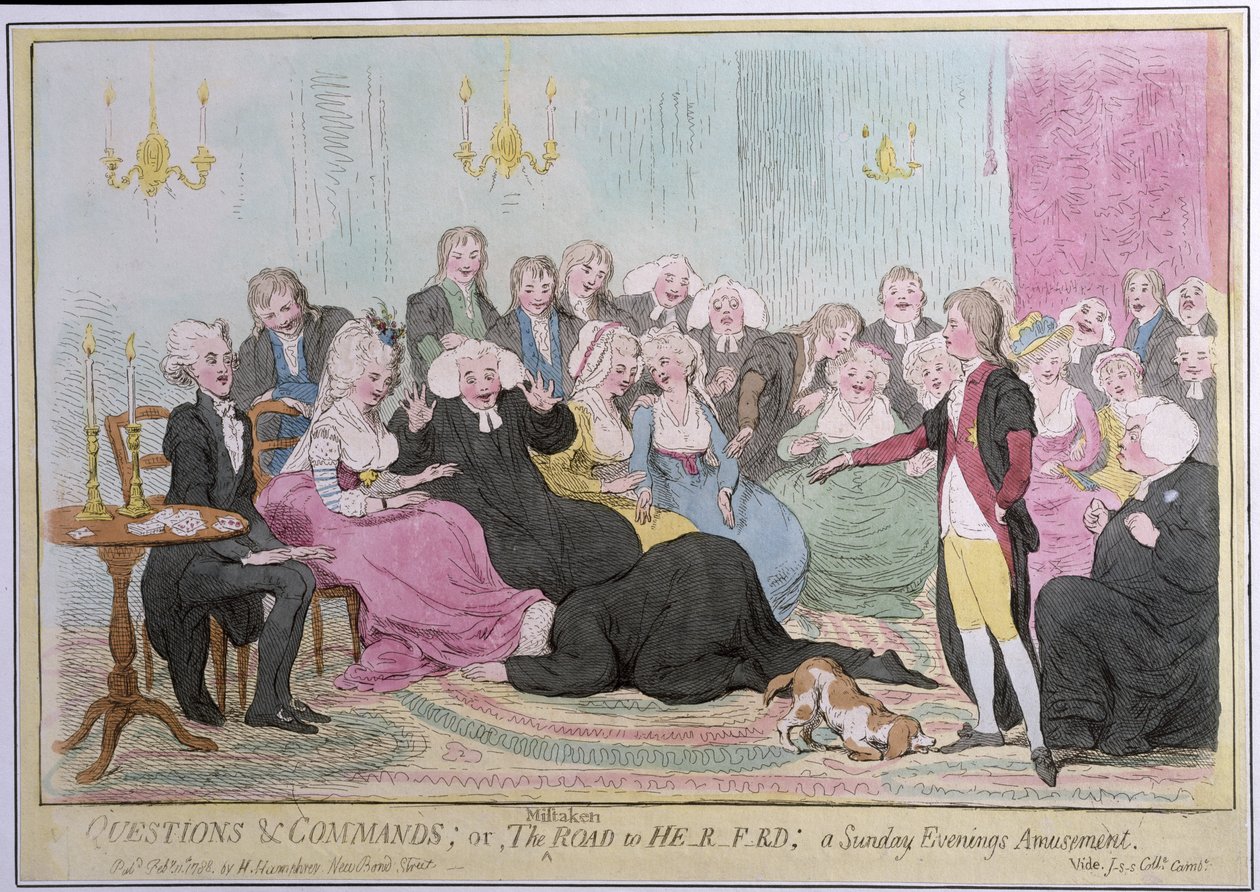 أسئلة وأوامر ، أو الطريق الخطأ إلى Hrf-rd: a Sunday Evenings Amusement ، نشرته هانا همفري في عام 1788 (النقش الملون يدويًا) بواسطة مدرسة اللغة الإنجليزية