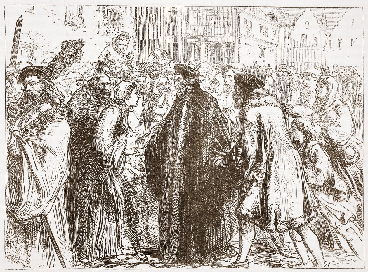 استقبال جون هوس في نورمبرغ ، توضيح من تاريخ البروتستانتية بقلم جيمس أيتكين ويلي (1808-1890) ، حانة. 1878 بواسطة مدرسة اللغة الإنجليزية