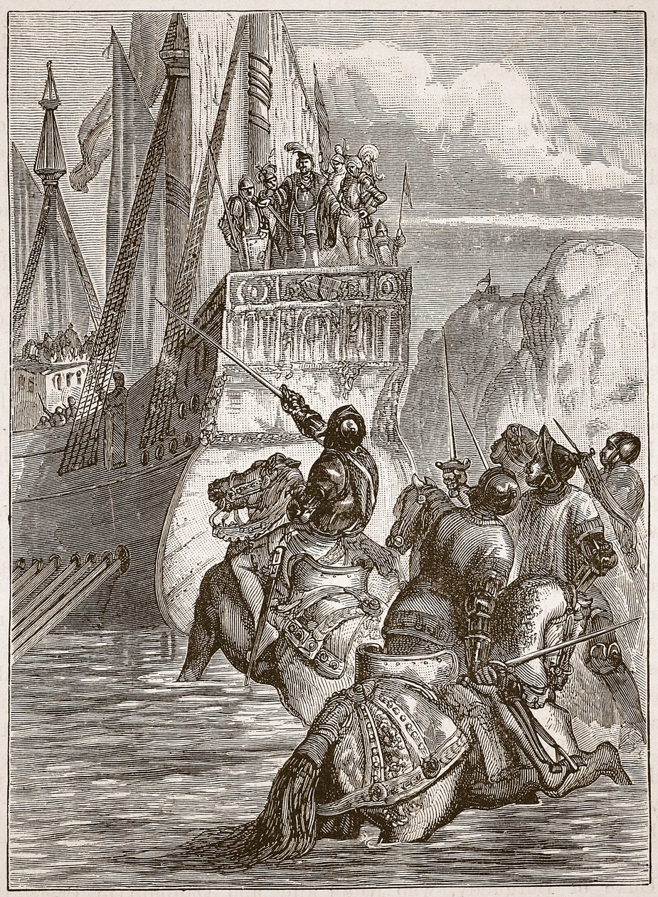 استقبال الإمبراطور سيجيسموند ، رسم توضيحي من Cassells Illustrated History of England (sepia photo) بواسطة مدرسة اللغة الإنجليزية
