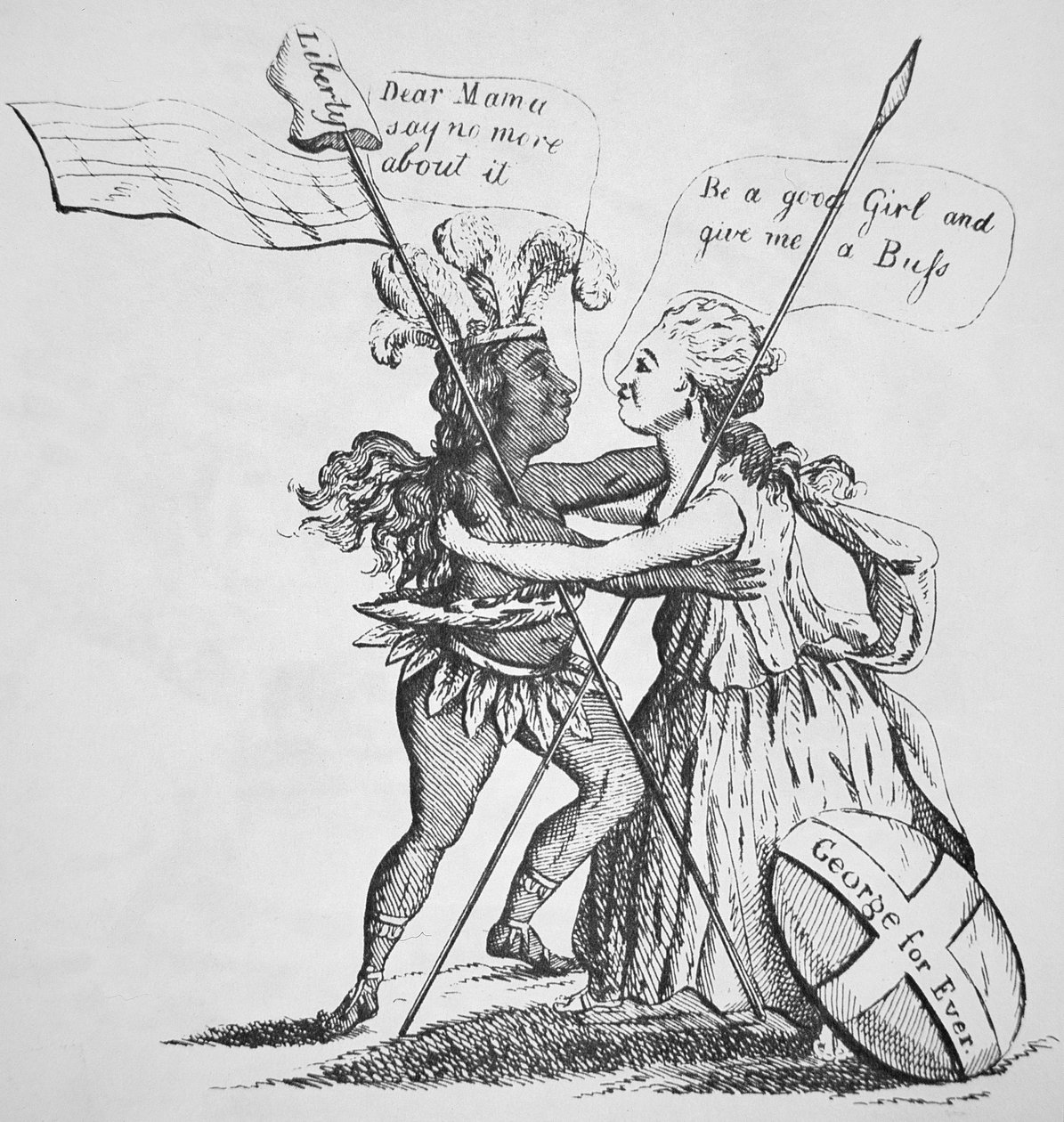 Reconciliation between Britannia and her Daughter America بواسطة مدرسة اللغة الإنجليزية
