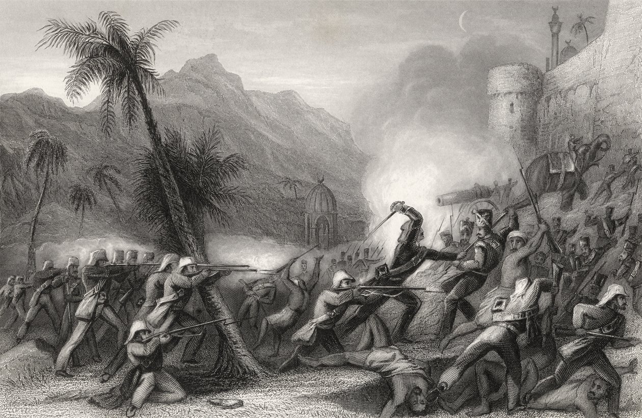 صد طلعة قبل دلهي ، من "تاريخ التمرد الهندي" ، نُشر عام 1858 بواسطة مدرسة اللغة الإنجليزية