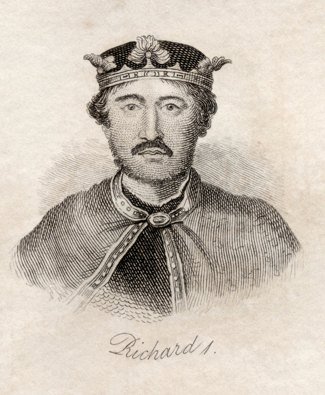 ريتشارد قلب الأسد ، من "قاموس كراب التاريخي" ، نُشر عام 1825 بواسطة مدرسة اللغة الإنجليزية