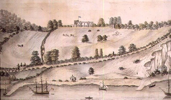منظر طبيعي للنهر مع الشحن ودوفر كوتش ، حوالي 1800 (قلم وغسيل) (زوج من 72976) بواسطة مدرسة اللغة الإنجليزية
