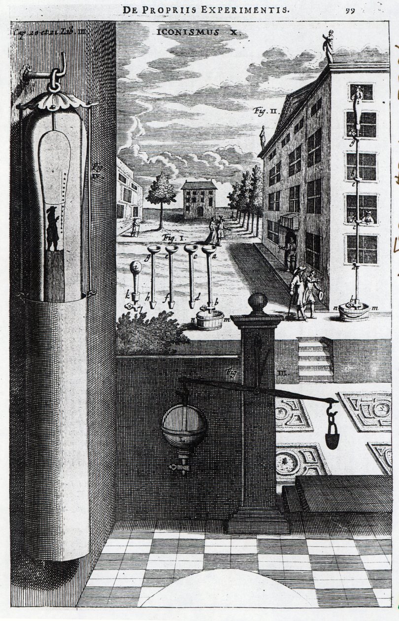 روبرت بويلز تصميمات وأفكار لمضخة فراغ نشرت عام 1669 بواسطة مدرسة اللغة الإنجليزية