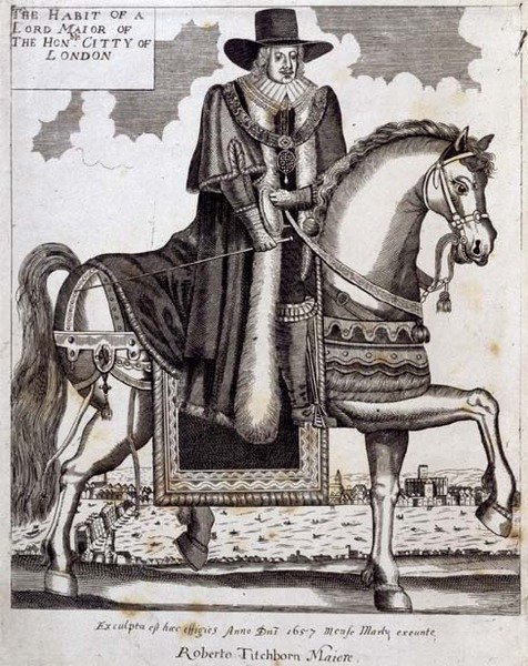 روبرت تيكبورن (توفي عام 1682) بصفته عمدة لندن بواسطة مدرسة اللغة الإنجليزية