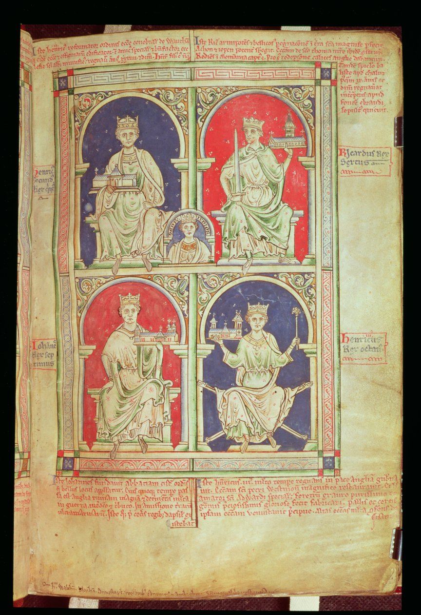 Roy 14 C VII f.9 أربعة ملوك إنجلترا. بواسطة مدرسة اللغة الإنجليزية