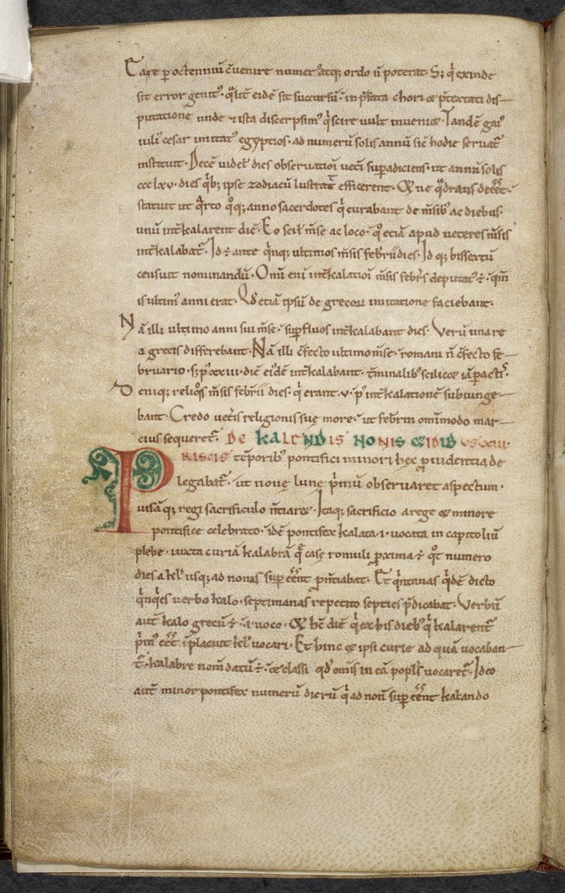 Royal 13. A.XI، f.47v أولية P.De temporum ratione.Bede the Venerable. مجموعة متنوعة من الأعمال في علم الحاسوب وعلم الفلك. بواسطة مدرسة اللغة الإنجليزية