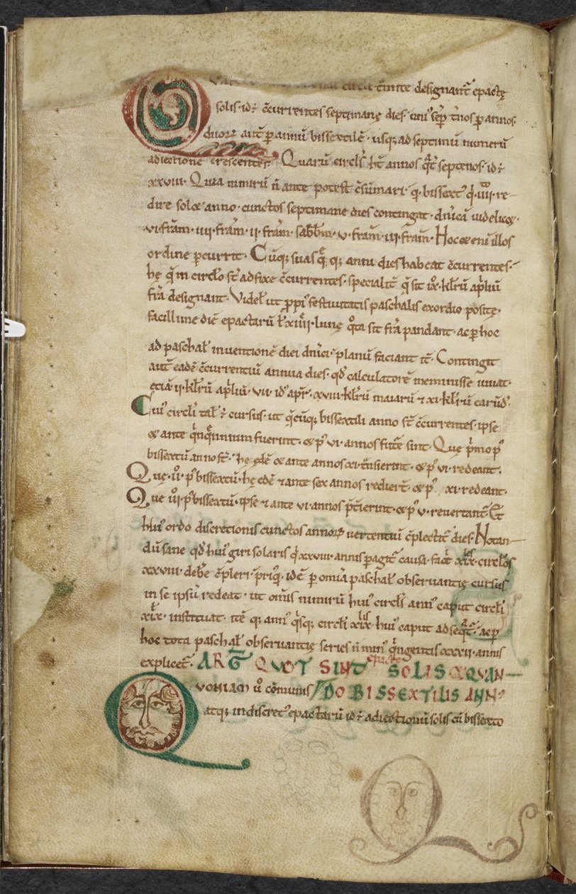 Royal 13. A.XI، f.79v وجوه بشرية بالأحرف الأولى ، De temporum ratione ، Bede the Venerable (vellum) بواسطة مدرسة اللغة الإنجليزية