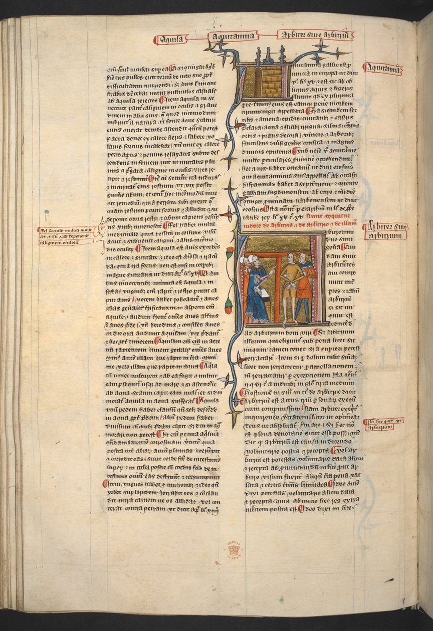 Royal 6 E VI، f.128v Arbiter، Arbitrium (Judge، Decision)، from 
