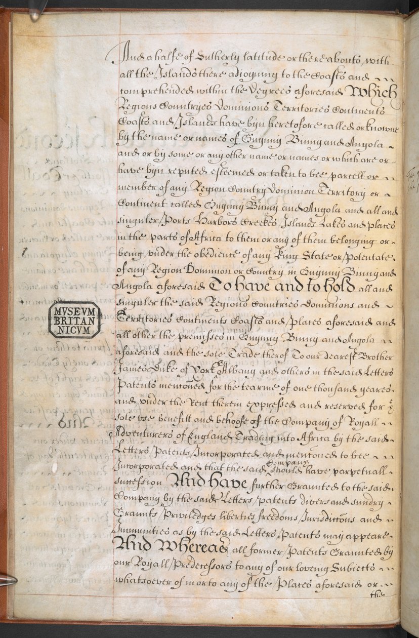 الميثاق الملكي الممنوح لشركة Royal English Merchant Adventurers التجارية إلى إفريقيا بواسطة مدرسة اللغة الإنجليزية
