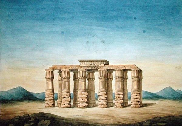 أنقاض معبد هيرموبوليس (ألوان مائية على ورق) بواسطة مدرسة اللغة الإنجليزية